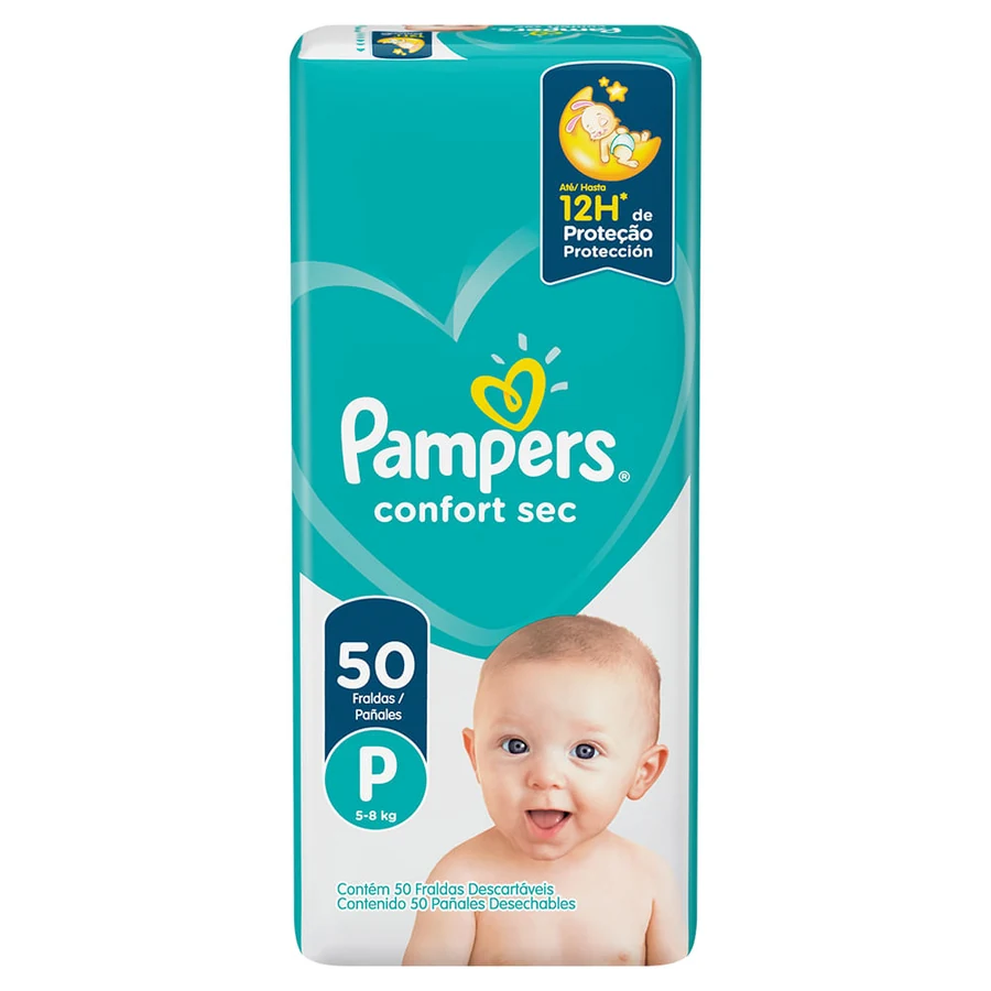 Fralda Pampers Confort Sec P com 50 unidades