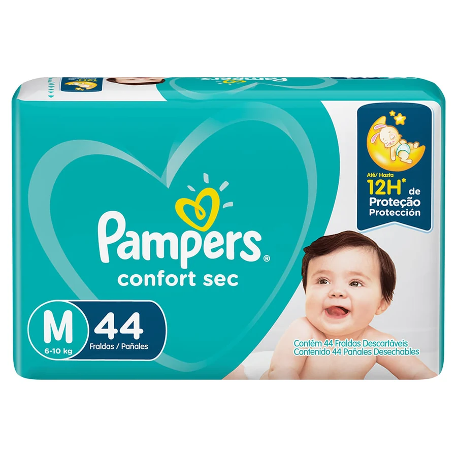 Fralda Pampers Confort Sec M com 44 unidades