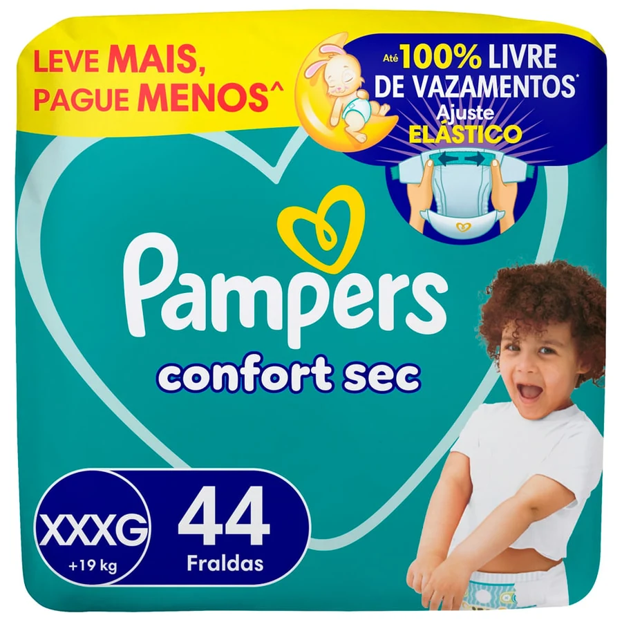 Fralda Pampers XXXG Confort Sec com 44 unidades