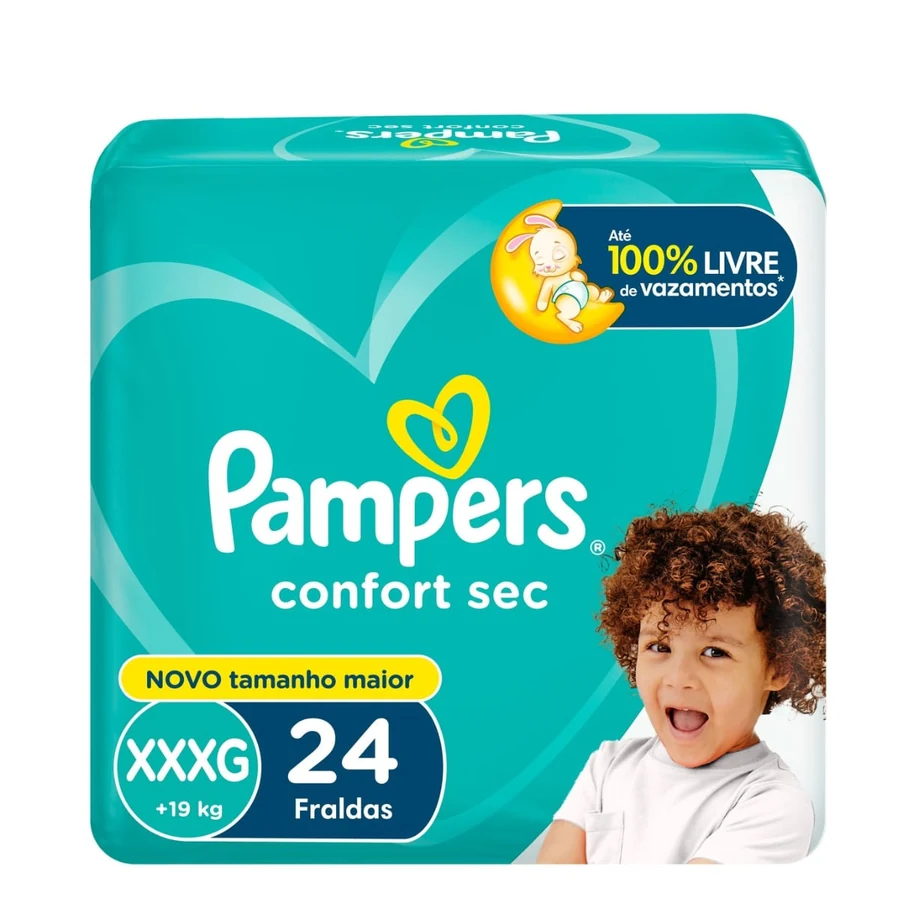 Fralda Pampers Confort Sec Mega XXXG com 24 unidades