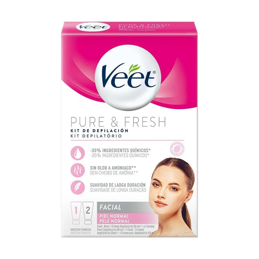 Kit de Depilação Facial Veet Pure & Fresh com Creme 50ml + Creme Pós-Depilatório 50ml