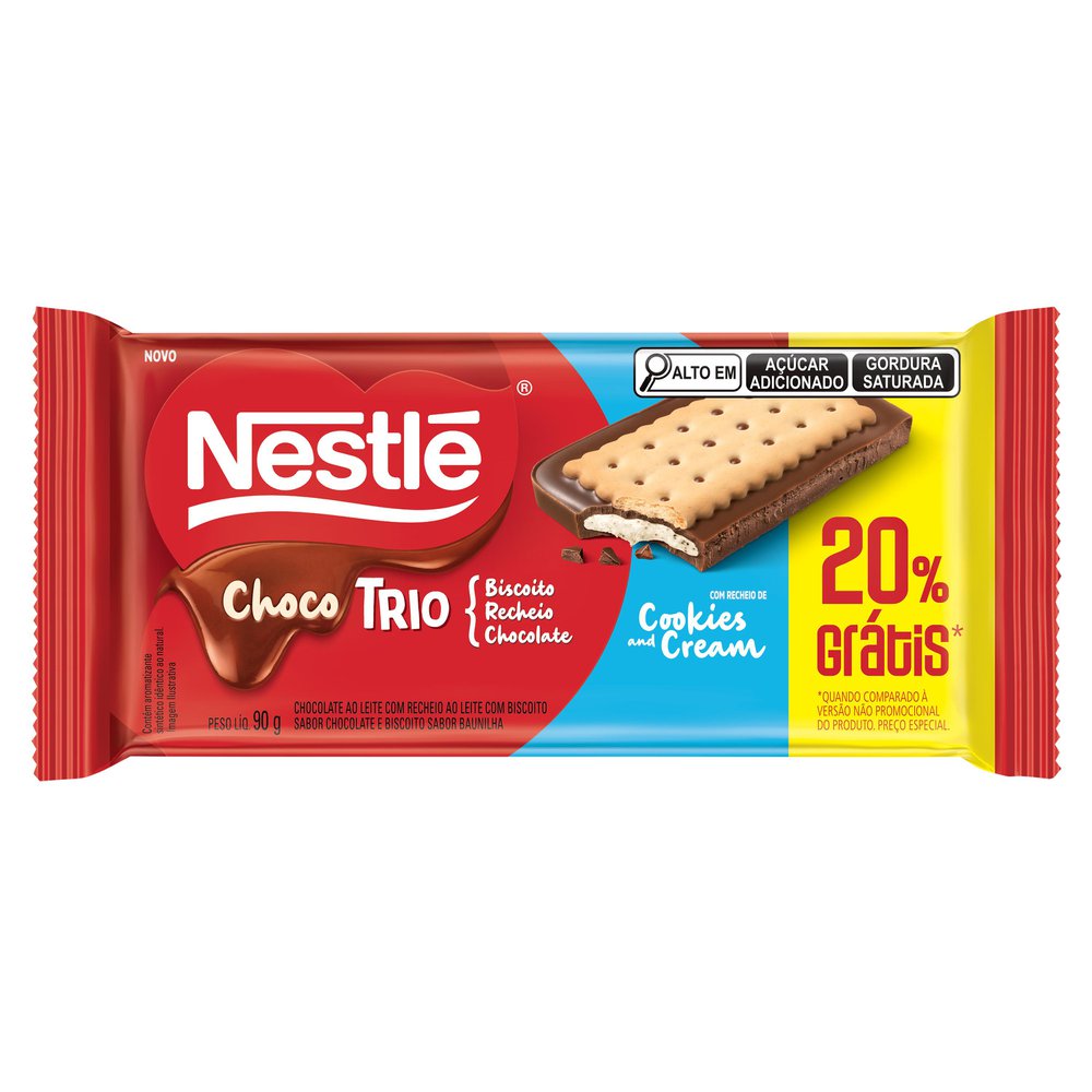 Chocolate Chocotrio Nestlé Com Recheio de Cookies and Cream 90g