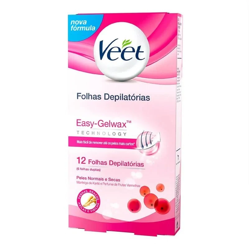Folhas Depilatórias Corporal Veet Pele Normais E Secas - 12 Folhas