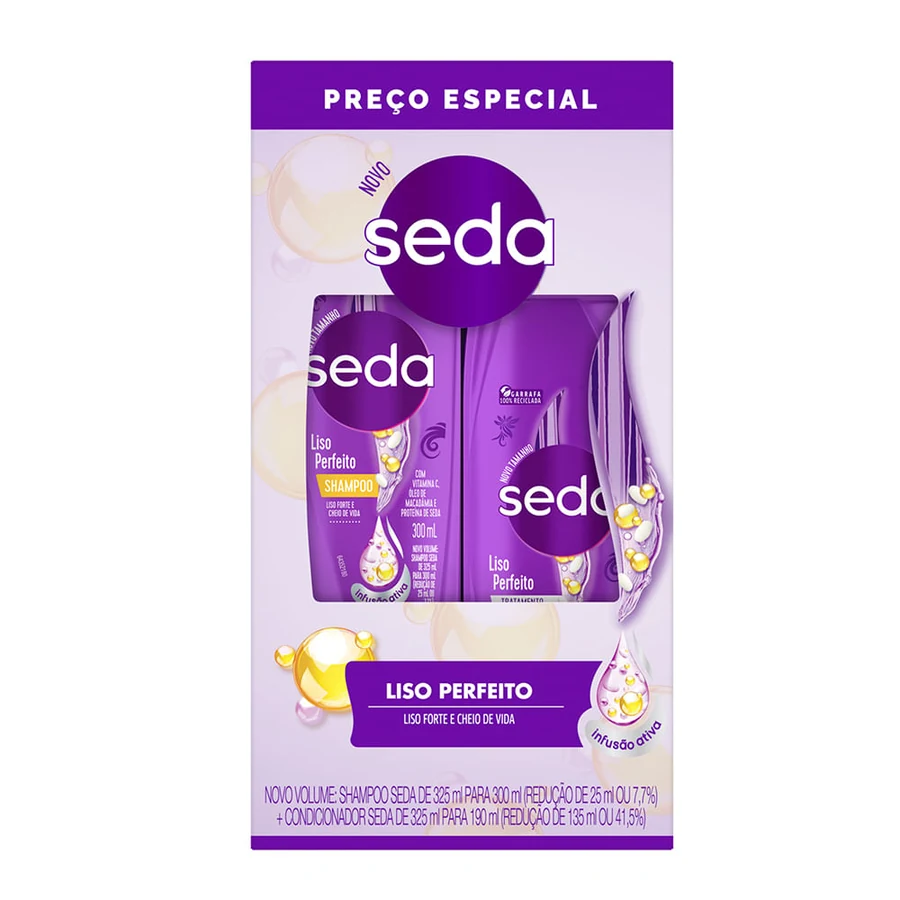 Kit Seda Liso Perfeito Shampoo 300ml + Condicionador 190ml