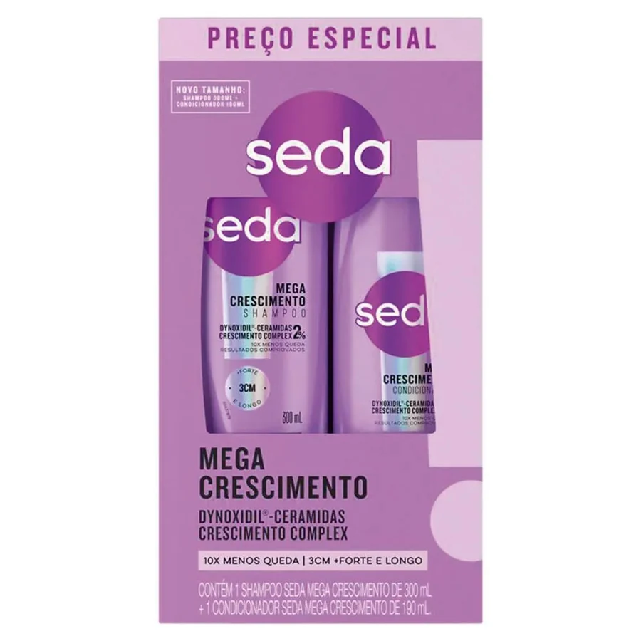 Kit Seda Mega Crescimento Shampoo 300ml + Condicionador 190ml