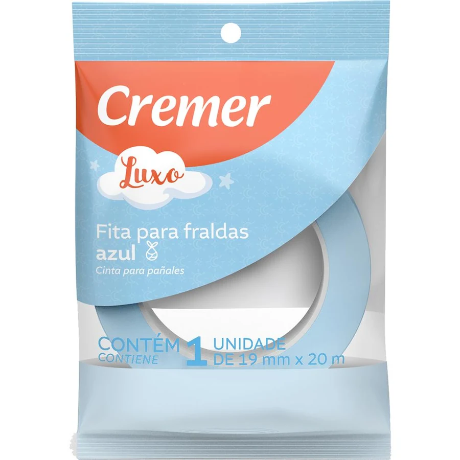 Fita para Fraldas Luxo Azul Cremer 19mm X 20m com 1 Rolo