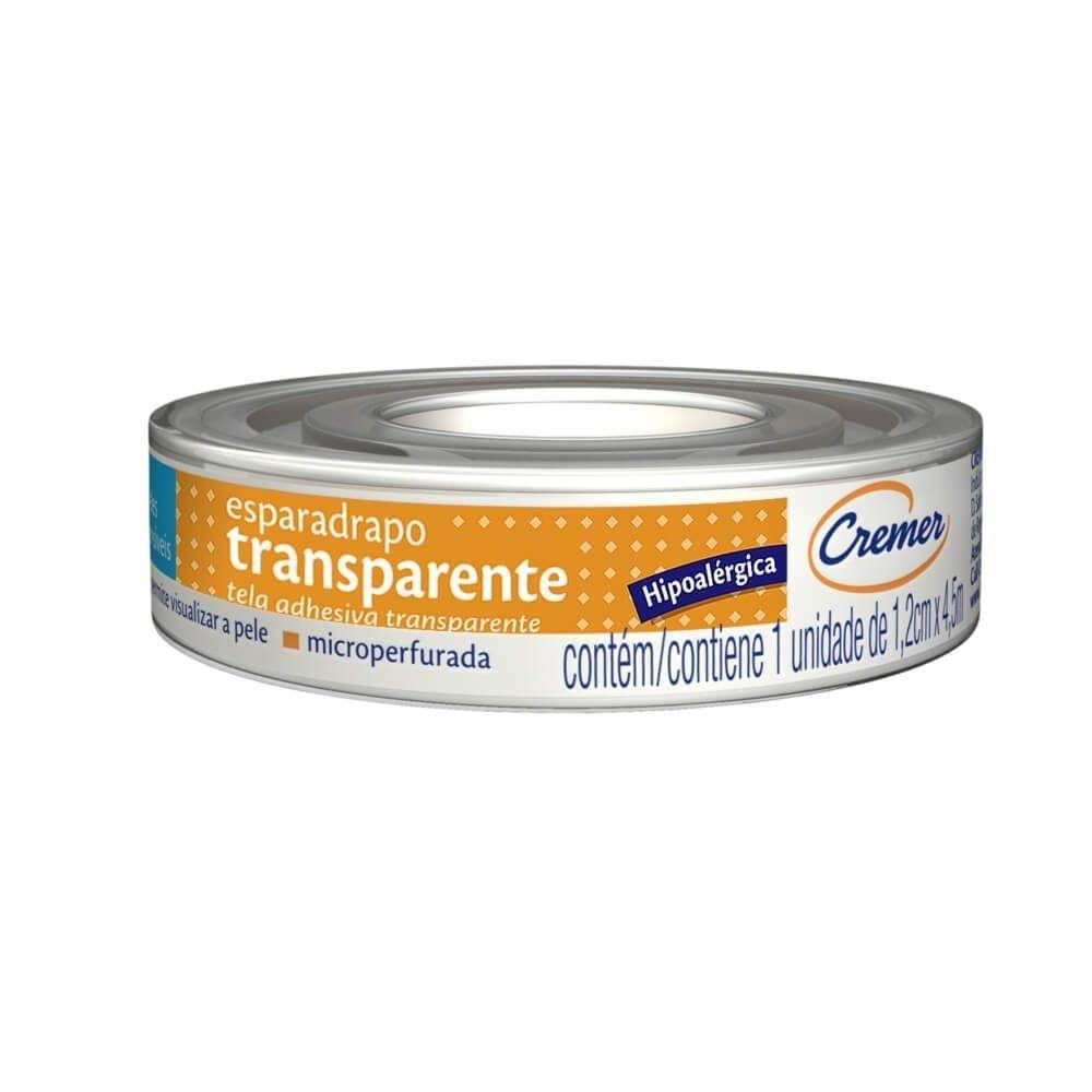 Esparadrapo Hipoalergênico Transparente 1,2cm X 4,5m Cremer com 1 Unidade