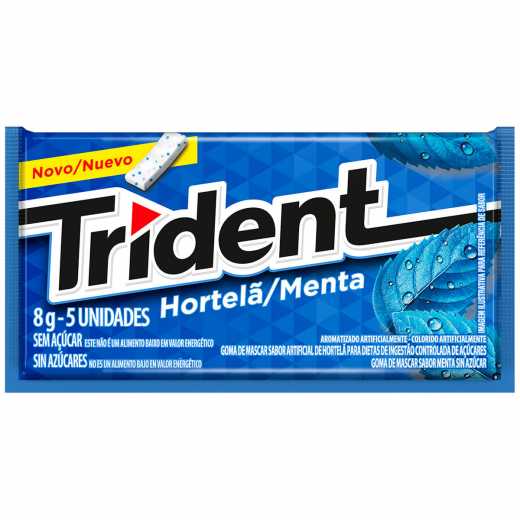Chiclete Trident Hortelã Zero Açucar 5 Unidades 8g