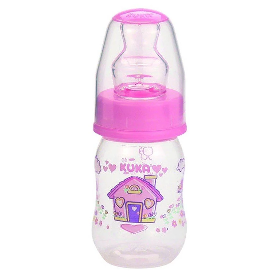 Mamadeira Kuka Tamanho 1 Natural Color Bico Ortodôntico Rosa 70ml