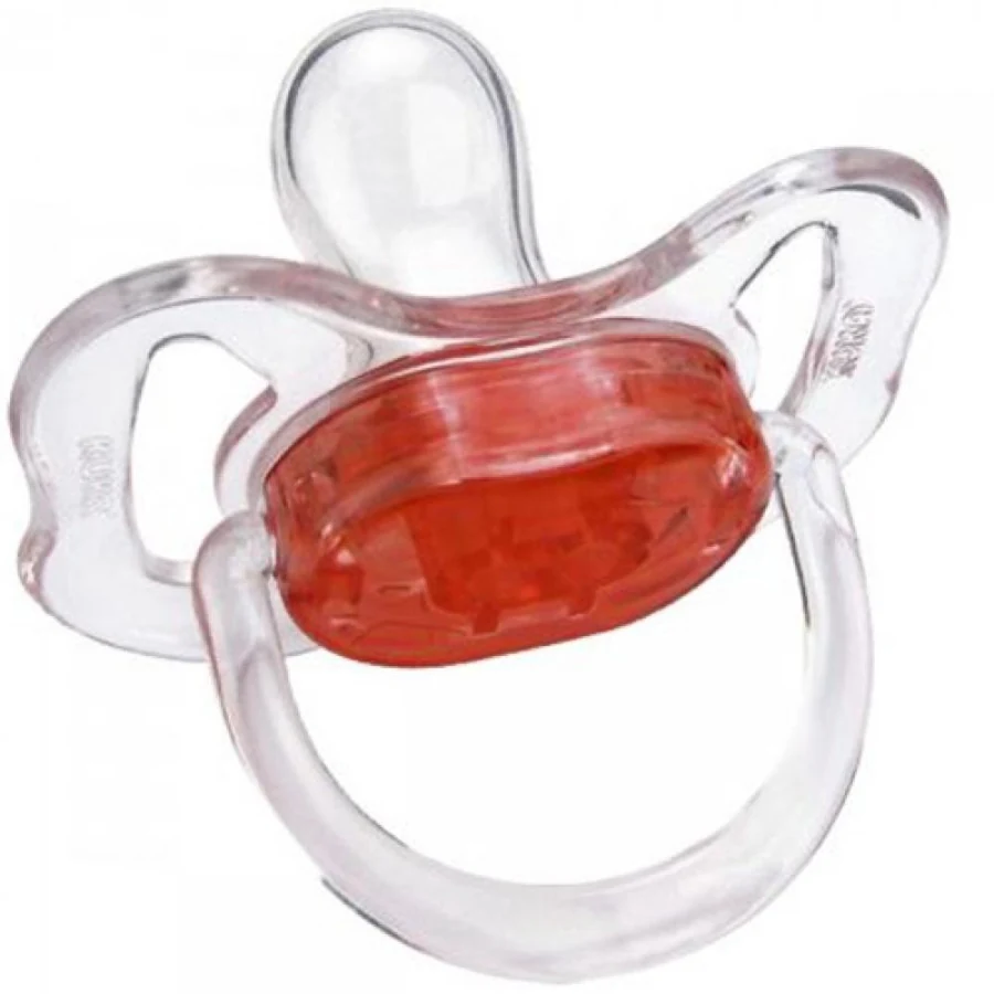Chupeta Kuka Cristal Color Tamanho Nº 1 Ortodôntica Silicone Vermelho com 1 Unidade