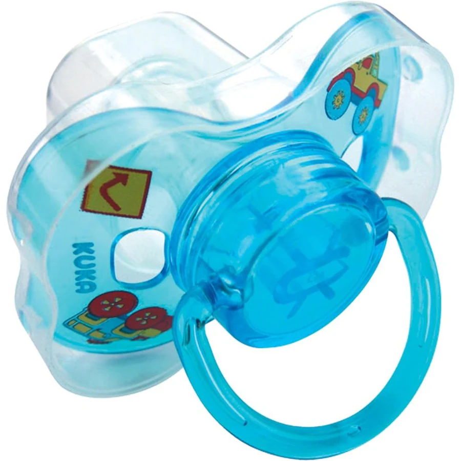 Chupeta Kuka Decorada Neon Tamanho Nº 2 Redonda Silicone Azul com 1 Unidade