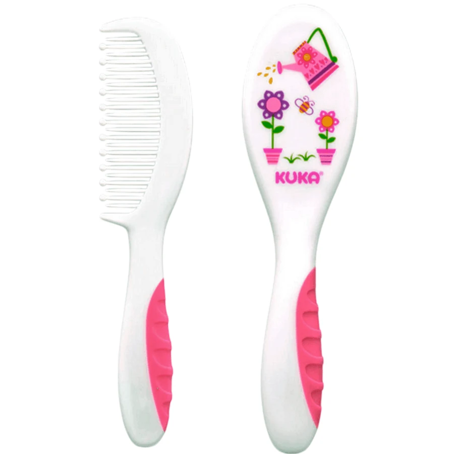 Kit Pente E Escova Kuka Soft Rosa