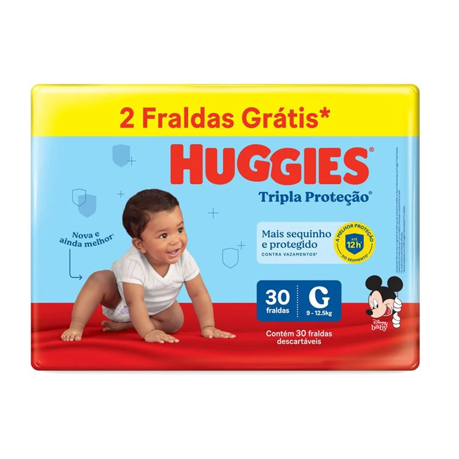 Fralda Huggies Tripla Proteção Mega G com 30 unidades