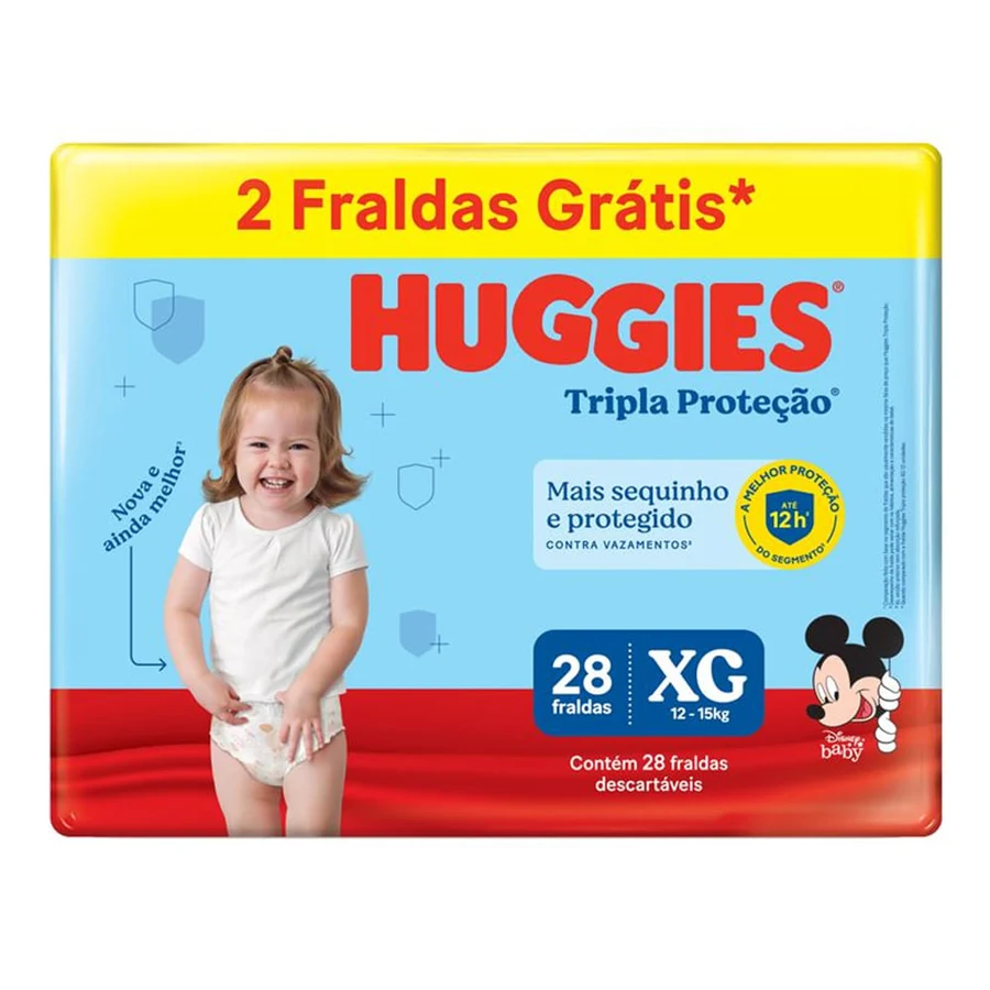Fralda Huggies Tripla Proteção Mega XG com 28 unidades