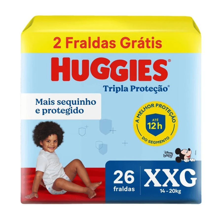 Fralda Huggies Tripla Proteção Mega XXG com 26 unidades