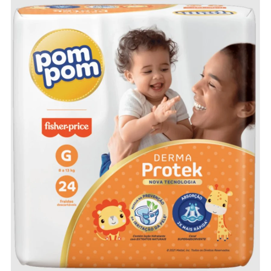 Fralda Pom Pom Derma Protek GD com 24 unidades