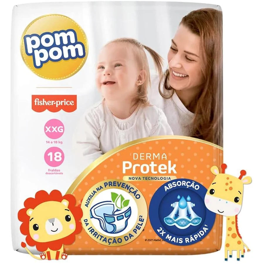 Fralda Pom Pom Derma Protek SEG com 18 unidades