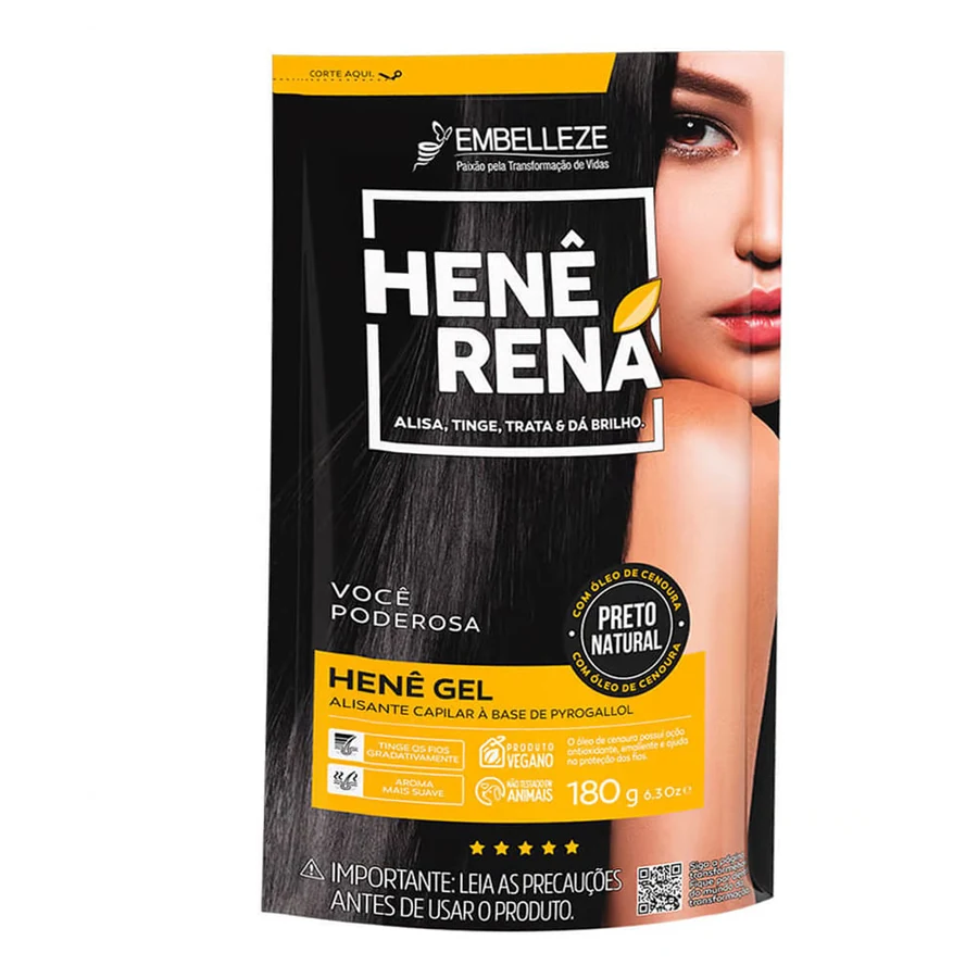 Henê Gel Rená Preto Natural 180g