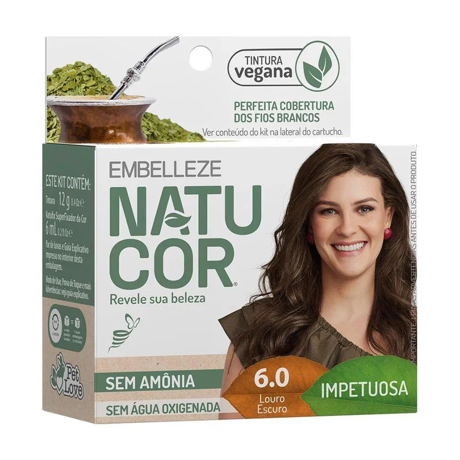 Tintura em Pó Natucor 6.0 Louro Escuro com 1 Unidade