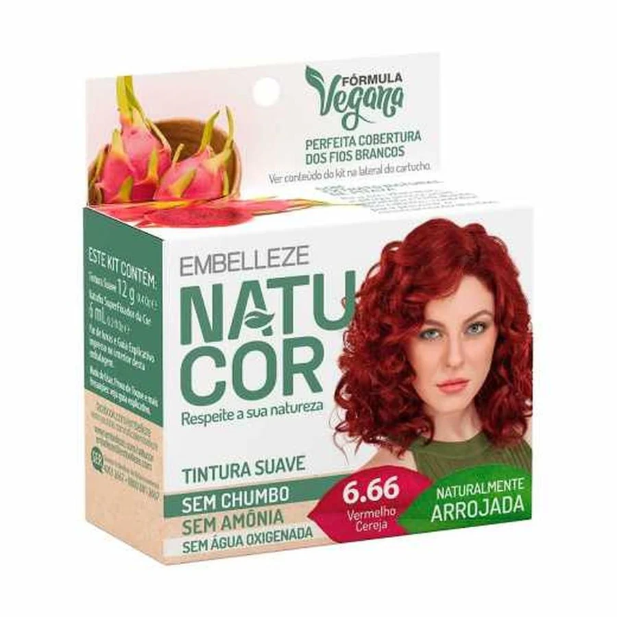 Tintura Suave Natucor Cor Nº 6.66 Vermelho Cereja com 1 Unidade