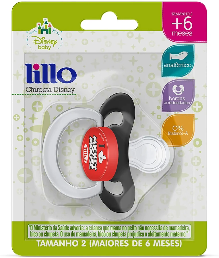Chupeta Lillo Disney Ortodôntica Silicone Mickey Tamanho 1 com 1 Unidade