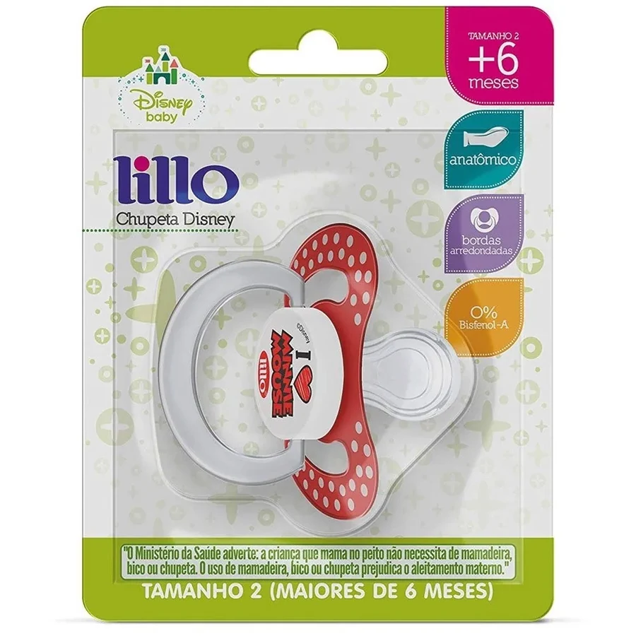 Chupeta com Bico Ortodôntico Tamanho 2 Disney Minnie Mouse Vermelha Lillo com 1 Unidade