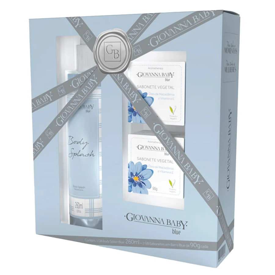 Kit Body Splash Giovanna Baby Blue 260ml + 2 Sabonete Em Barra