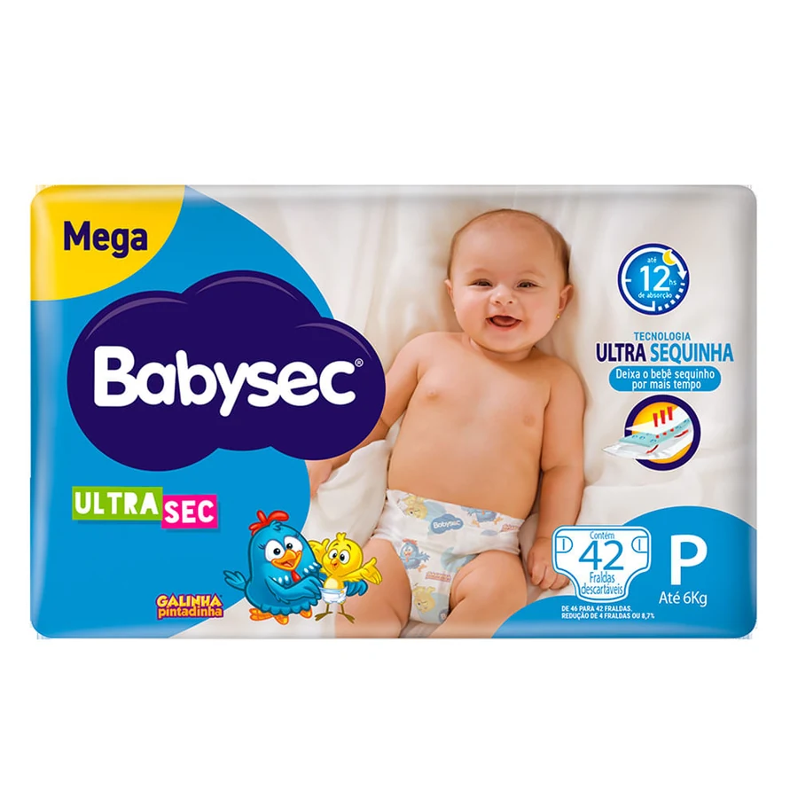 Fralda Babysec Galinha Pintadinha Mega P com 42 unidades