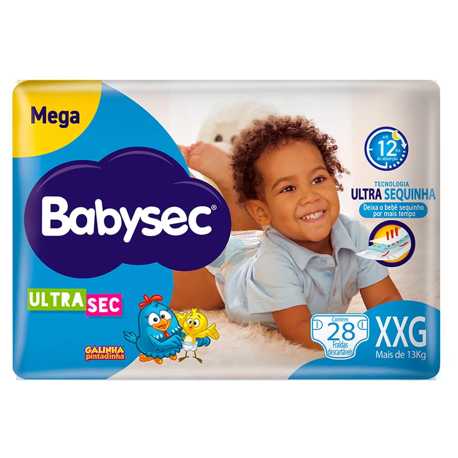 Fralda Babysec Galinha Pintadinha Mega XXG com 28 unidades