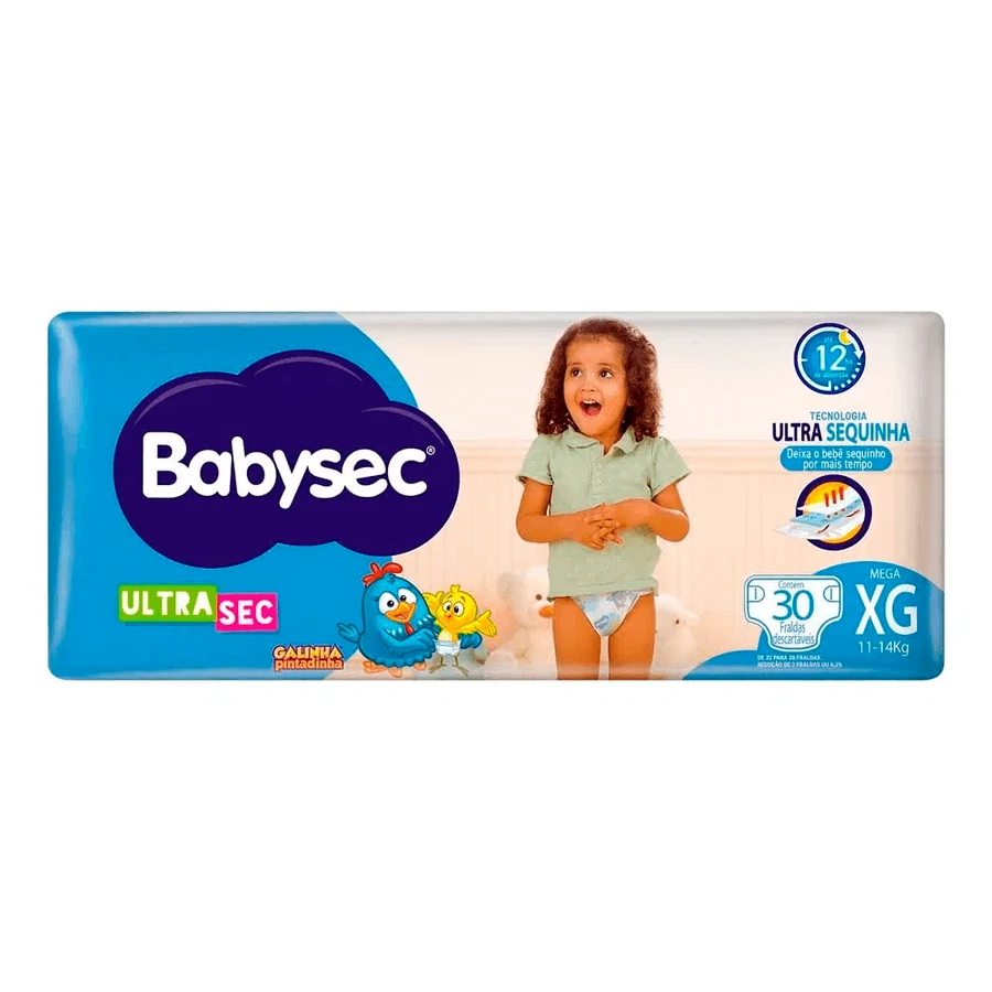 Fralda Babysec Galinha Pintadinha Mega EX com 30 unidades