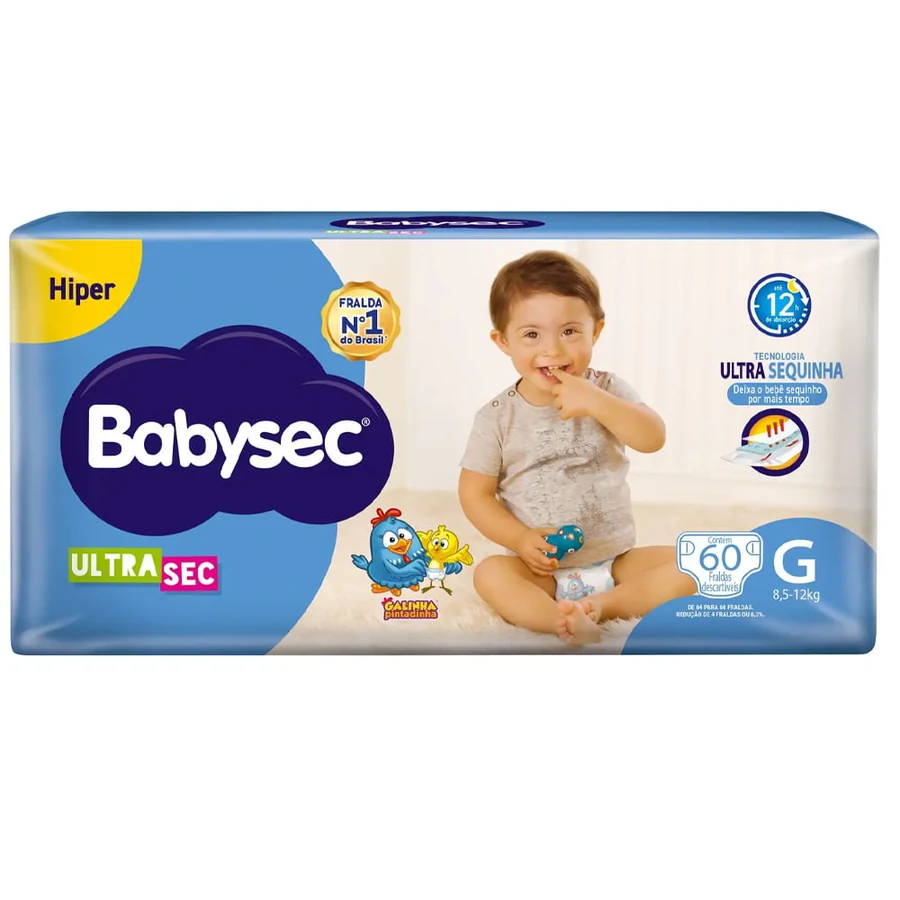 Fralda Babysec Galinha Pintadinha Hiper G com 60 unidades