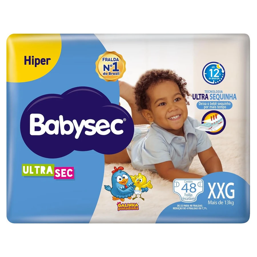 Fralda Babysec Galinha Pintadinha Hiper SEG com 52 unidades