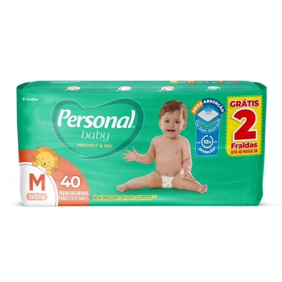 Fralda Personal Baby Protect & Sec Mega M com 40 unidades