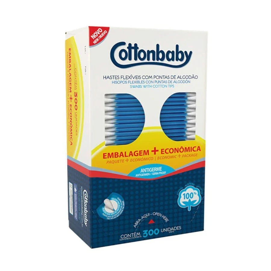 Hastes Flexíveis Cottonbaby com 75 Unidades