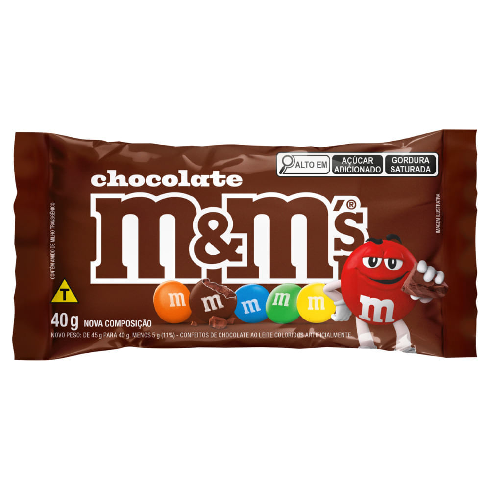 Confeitos de Chocolate M&Ms Ao Leite 40g