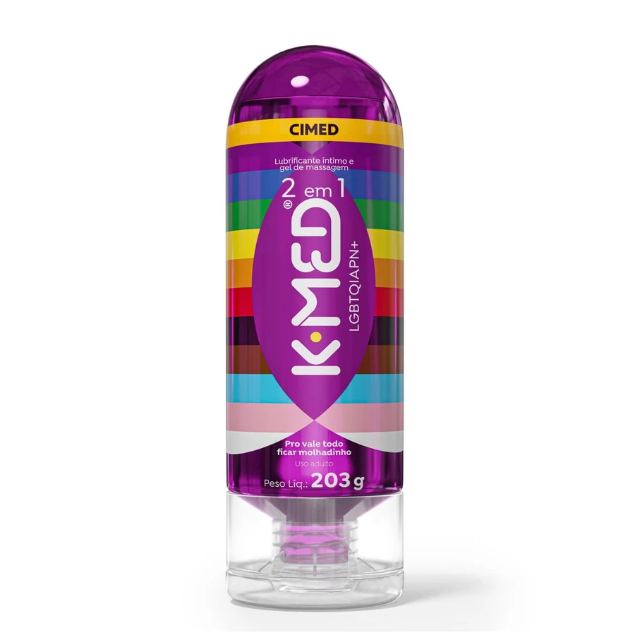 Lubrificante Íntimo e Gel de Massagem K-Med 2 Em 1 LGBT+ 203g