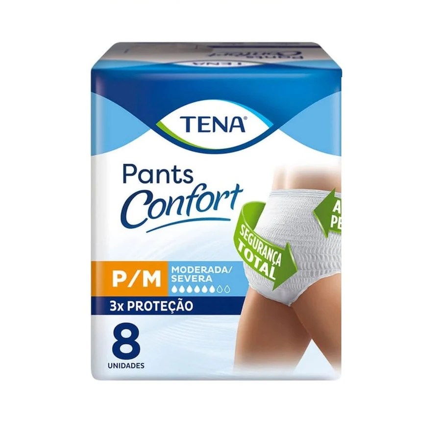Fralda Confort Tena Pants P/M com 8 unidades