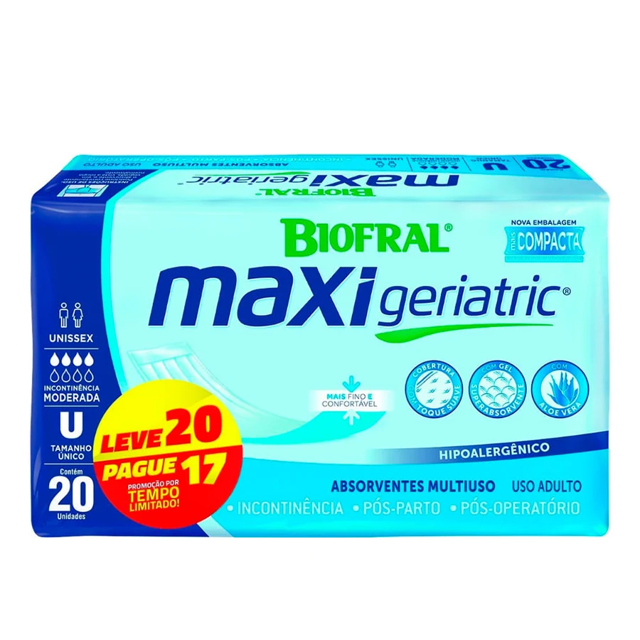 Absorvente Geriátrico Biofral Maxi com 20 unidades