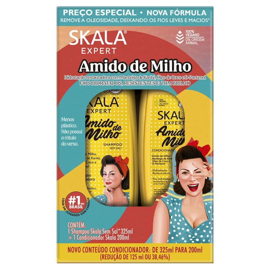 KIt Skala Amido de Milho Shampoo 325ml e Condicionador 200ml
