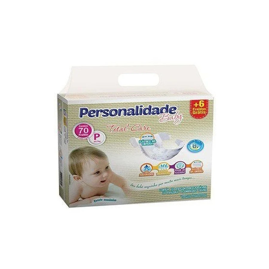 Fralda Personalidade Baby Total Care P com 64 Unidades+6