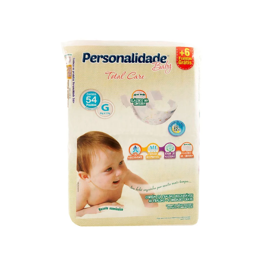 Fralda Personalidade Baby Total Care Bag G com 54 unidades