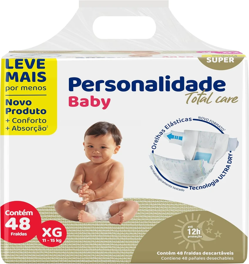 Fralda Personalidade Baby Total Care Bag EG com 48 unidades