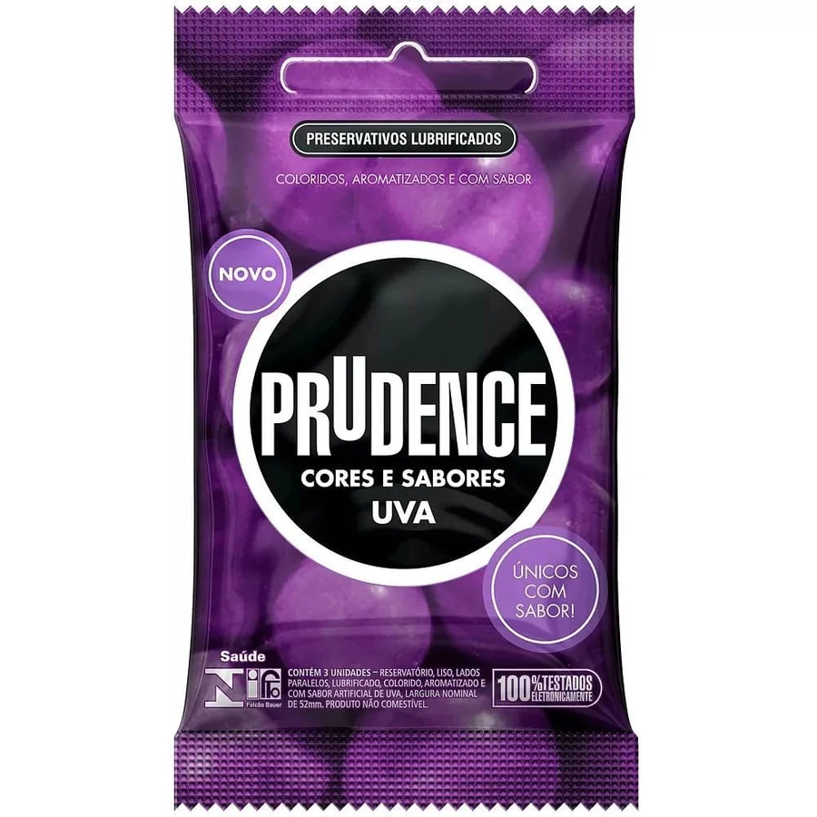 Preservativo Prudence Cores e Sabores Uva com 3 Unidades