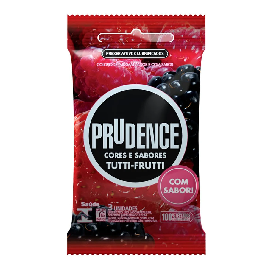 Preservativo Prudence Cores E Sabores Tutti-frutti com 3 unidades Unidades