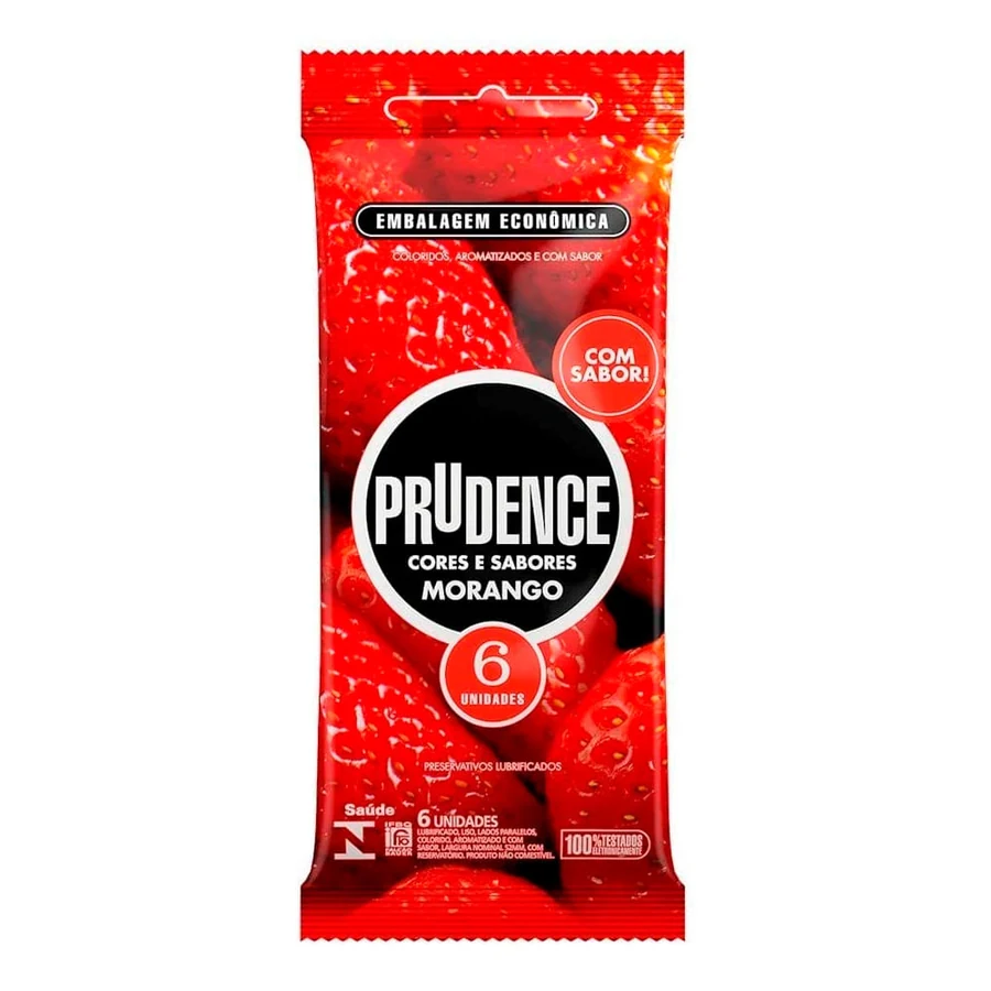 Preservativo Prudence Morango com 6 unidades