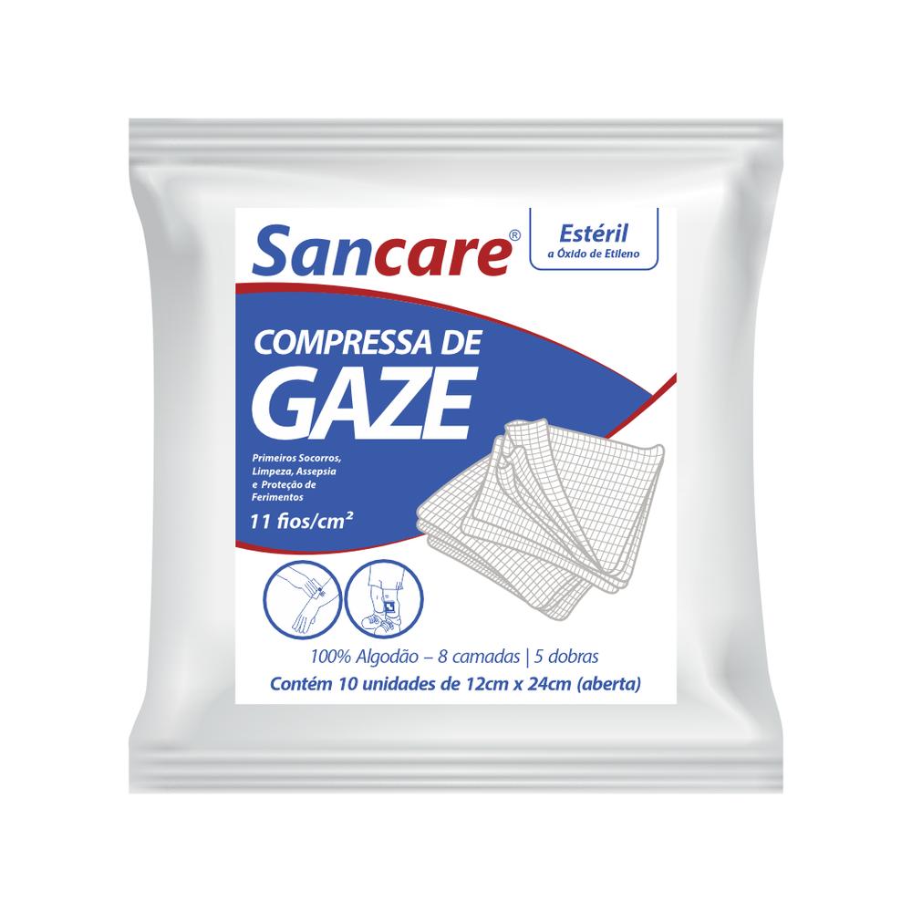 Compressas de Gaze 12cm X 24cm 11 Fios Estéril com 10 Unidades