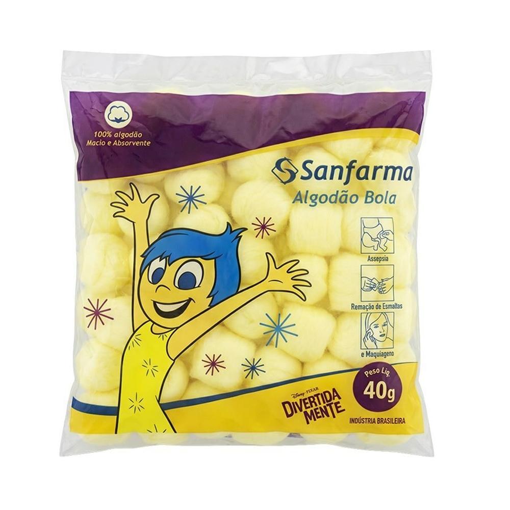 Algodão em Bolas Sanfarma Divertidamente Alegria 40g