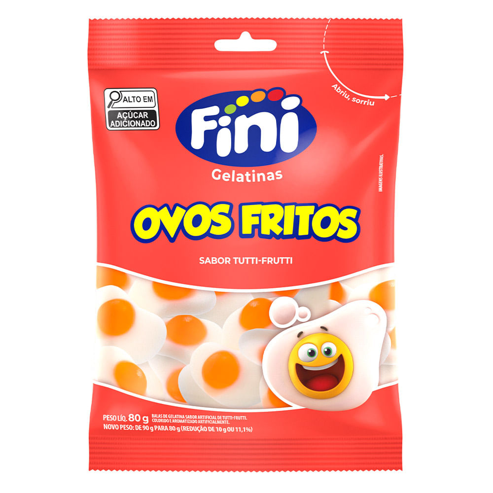 Bala de Gelatina Fini Ovos Fritos Sabor Tutti-Frutti 80g