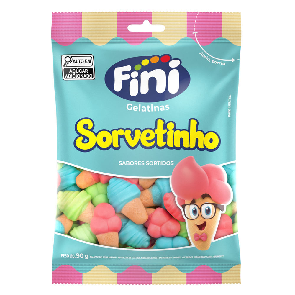 Bala de Gelatina Fini Sorvetinho Sabores Sortidos 90g