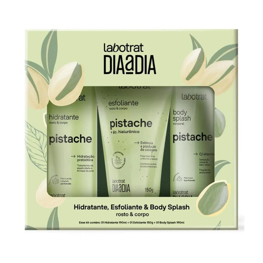 Kit Labotrat Pistache Hidratante 190ml + Esfoliante 150g + Body Splash 190ml